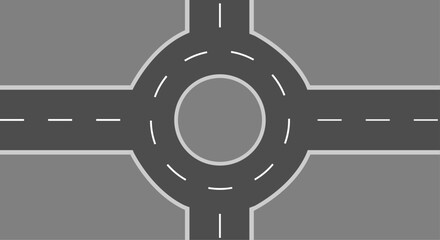Road, roundabout with markings, vector, view from above