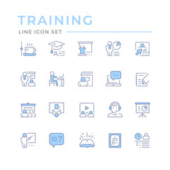 Set color line icons of training