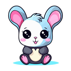 Obraz na płótnie Canvas Baby cute rabbit Adorable Kawaii Animal Stickers: Transparent SVG, Cute Nursery Decor Clip Art for Children's Room and Crafts