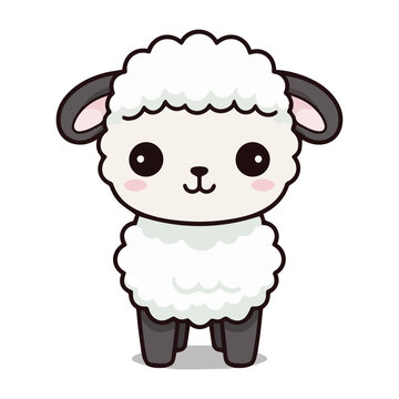 Lamb Adorable Kawaii Animal Stickers: Transparent SVG, Cute Nursery Decor Clip Art for Children's Room and Crafts