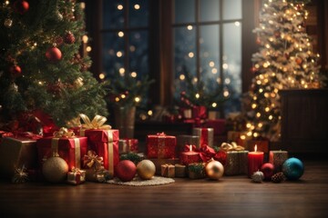 Fototapeta na wymiar Merry Christmas and happy New Year background 