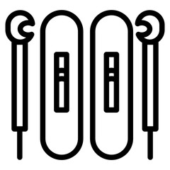 board with stick ice skating line icon