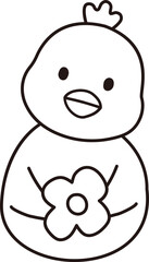 Cute easter chick outline