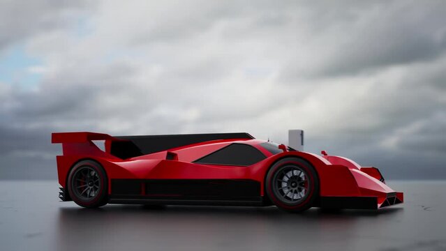 Charging electric sport car. 3D rendering.