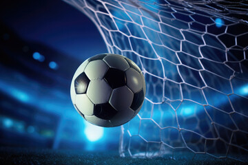 Football in Goal with blure backgrounf