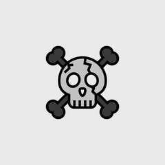 Skull cartoon cute, simple illustration, halloween, spooky, scary.