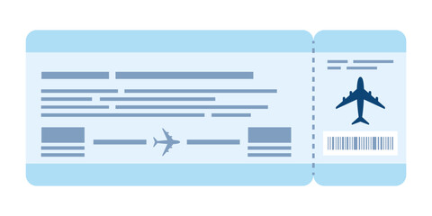 Blue and white Airplane ticket design. Airplane ticket boarding pass. Concept of travel, journey, business trip. Vector illustration.