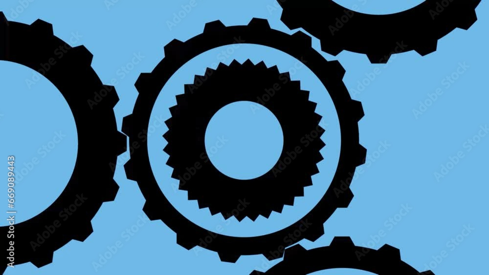 Poster rotating gears of the mechanism. workflow or setup. rendering animation.