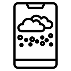 cloud  snow in mobile phone line icon