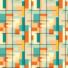Abstract seamless pattern composition with colored rectangles for background