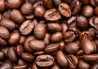 Obraz premium Close up Roasted Coffee beans