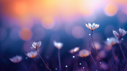Beautiful Ethereal Luminous Flowers Abstract Background - obrazy, fototapety, plakaty