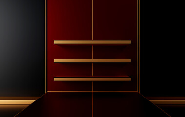 Podium, pedestal or platform, background for the presentation of cosmetic products. 3d podium. Place for ads. 3D rendering podium geometry with elements. Product presentation blank podium.