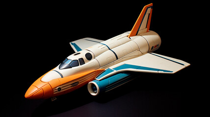 Fototapeta premium Retro futuristic space shuttle from the atomic space age period. Generative AI 