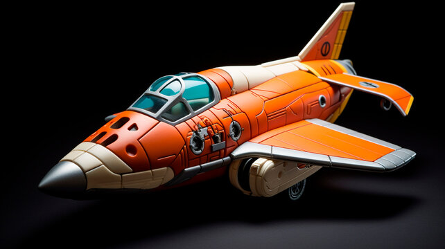 Retro futuristic space shuttle from the atomic space age period. Generative AI  - Powered by Adobe