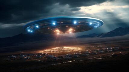 a real photo of a recorded UFO in the sky, a photo of classified documents. Generative AI