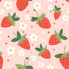 Strawberry pattern, fruits, beautiful, colorful, seamless, background
