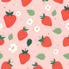 Strawberry pattern, fruits, beautiful, colorful, seamless, background