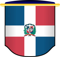 Obraz premium Dominica Republic Flag Shield Shape
