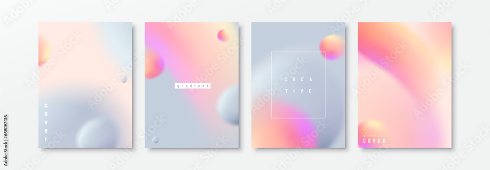 Poster abstract gradient vector background set. minimal pattern posters with