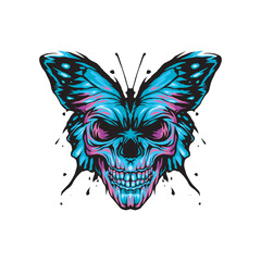 merge between butterflies and skulls, suitable for stickers or t-shirt designs