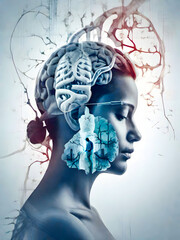 Obraz premium medical concept, double exposure, Mental Health, health, mental, concept, medical, hospital, medicine, modern, stress, life, disease, illness, health care, therapy, mental health,