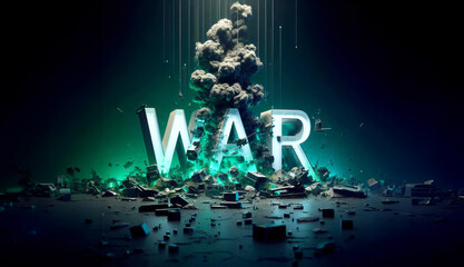 War, the visual presentation of the war. 3D War Letter - generative ai