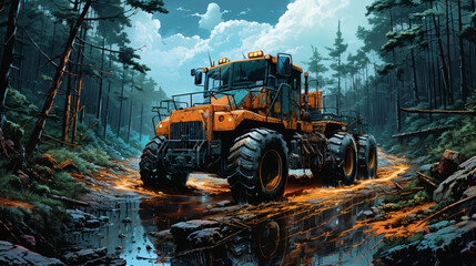 futuristic tractor, heavy machinery