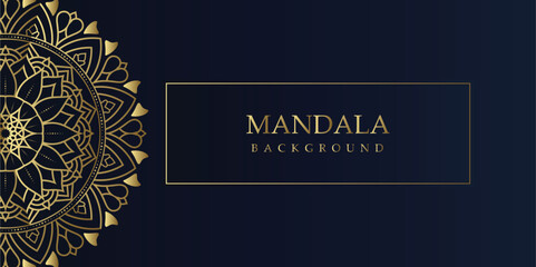 Elegant Floral Mandala on Blue and gold