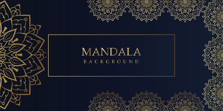 Elegant Floral Mandala on Blue and gold