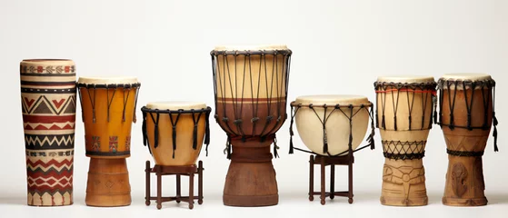 Fotobehang African drum set on white background © khan
