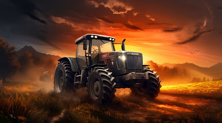 Obraz premium painting of a tractor, heavy machinery