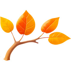 Naklejka premium Autumn leaves dry branches brown, 3D illustration style