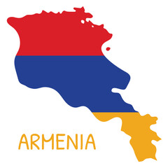 Obraz premium Armenia National Flag Shaped as Country Map