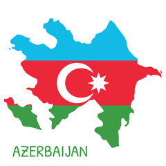Azerbaijan National Flag Shaped as Country Map