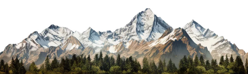 Papier Peint photo Lavable Blanche Majestic mountain peaks with snow-capped summits, cut out