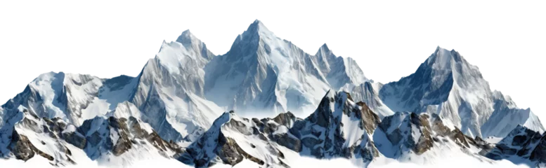 Gordijnen Majestic mountain peaks with snow-capped summits, cut out © Yeti Studio