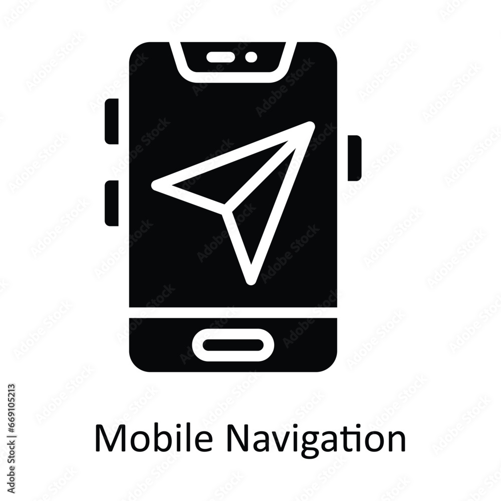 Poster mobile navigation vector solid design illustration. symbol on white background eps 10 file