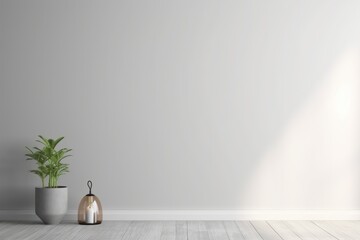 white empty room with lamp and a plant mockup