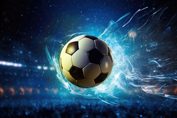 Naklejka premium soccer ball in the light of the world