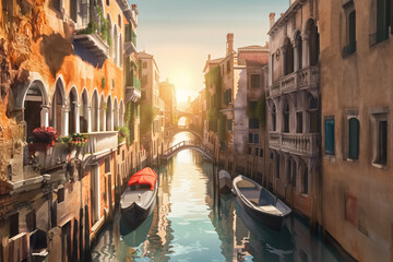 llustrazione del canale di Venezia in una giornata di sole