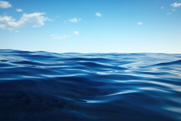 Fototapeta na wymiar Blue Pacific Ocean surface. River, sea, water. Deep blue water and sky. 
