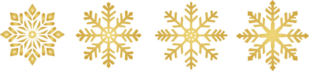 Gold snowflakes for winter themes, Snowflakes in gold