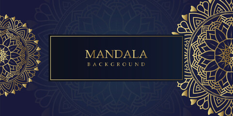 Elegant Floral Mandala on Blue and gold