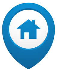 Home map pointer. Blue geo pin marker