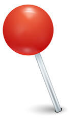 Round head pin mockup. Red pearl fastener
