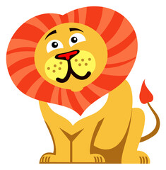 Lion icon. Cartoon wild cat. Safari animal