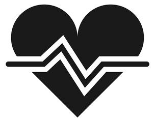 Heart with heartbeat symbol. Human pulse. Cardio signal - obrazy, fototapety, plakaty