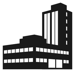 Fototapeta na wymiar Real estate black logo. Urban building icon