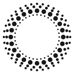 Halftone circle. Blank round label. Dotted logo template